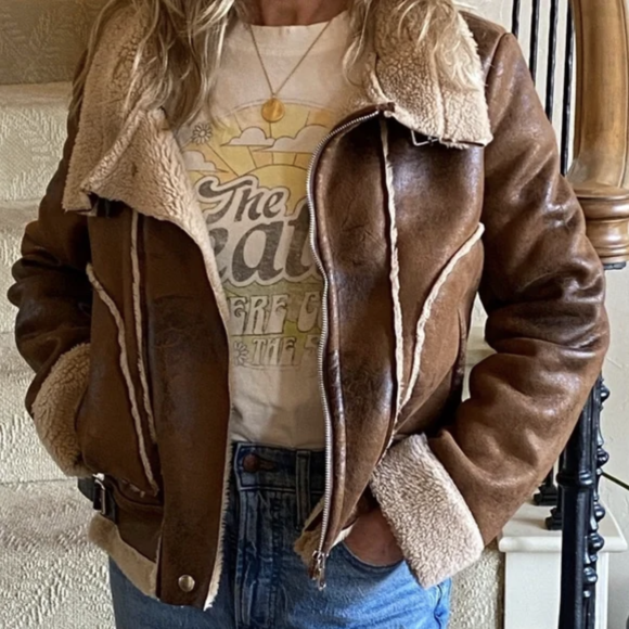Brown Leather Shearling Lined Jackets